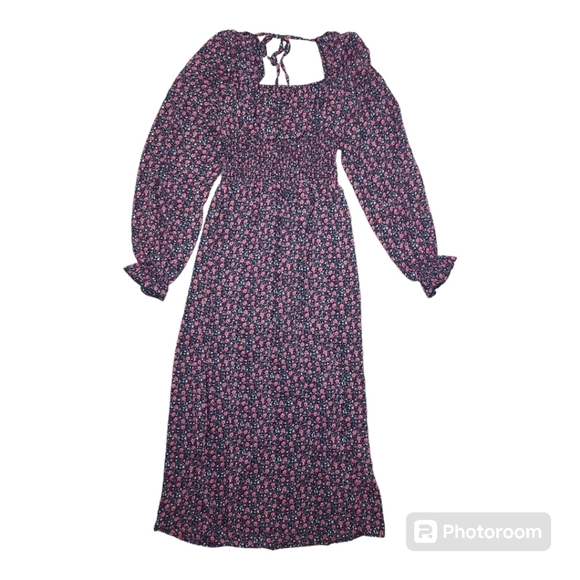 Floral Midi Dress in Black and Pink - Picture 3 of 8